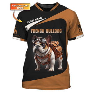 Custom Name T-Shirt Stylish French Bulldog Adventuree Gift For Dog Lover, All Over Printed