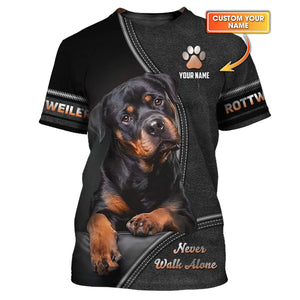 Rottweiler Custom Name Shirt Never Walk Alone Gift For Dog Lover, All Over Printed