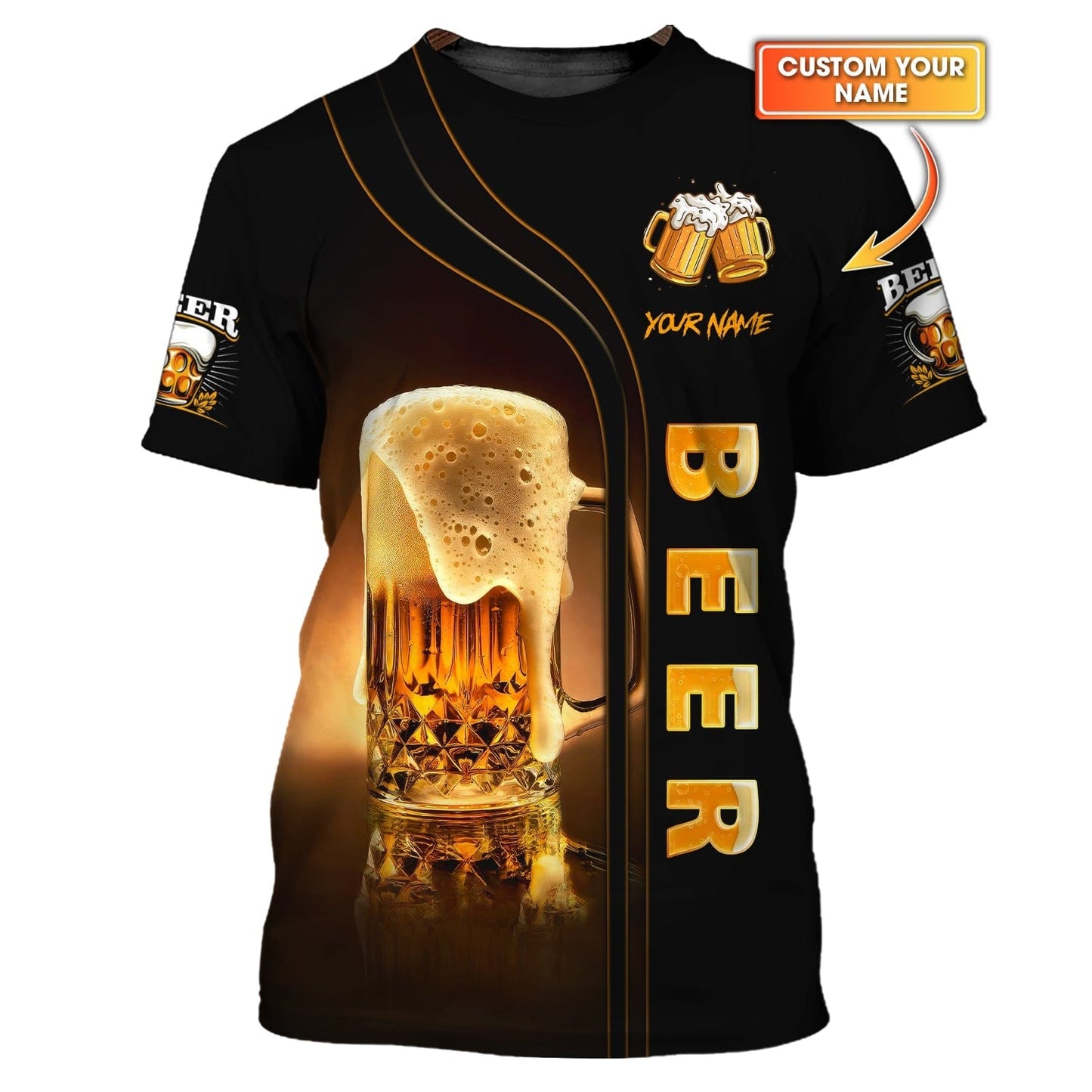 Love Beer 3D Custom Name Shirt Personalized Gift For Beer Lovers, All Over Printed