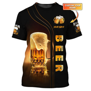 Love Beer 3D Custom Name Shirt Personalized Gift For Beer Lovers, All Over Printed