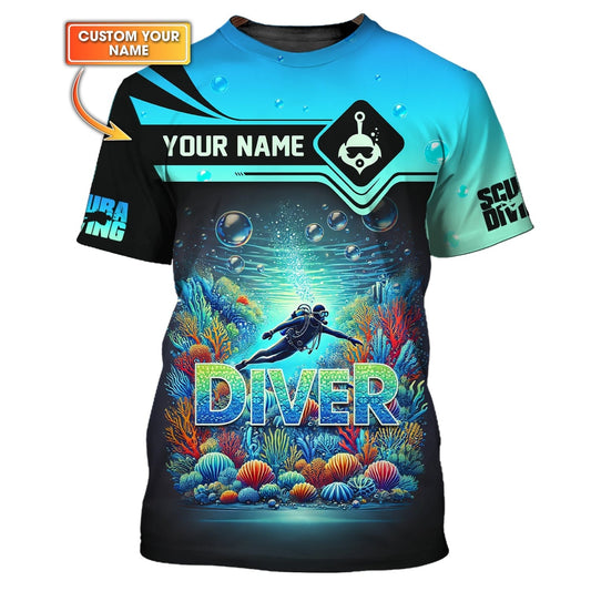 Scuba Diving Explore The Ocean Custom Name 3D Shirt Personalized Gift For Diver Lovers, All Over Printed