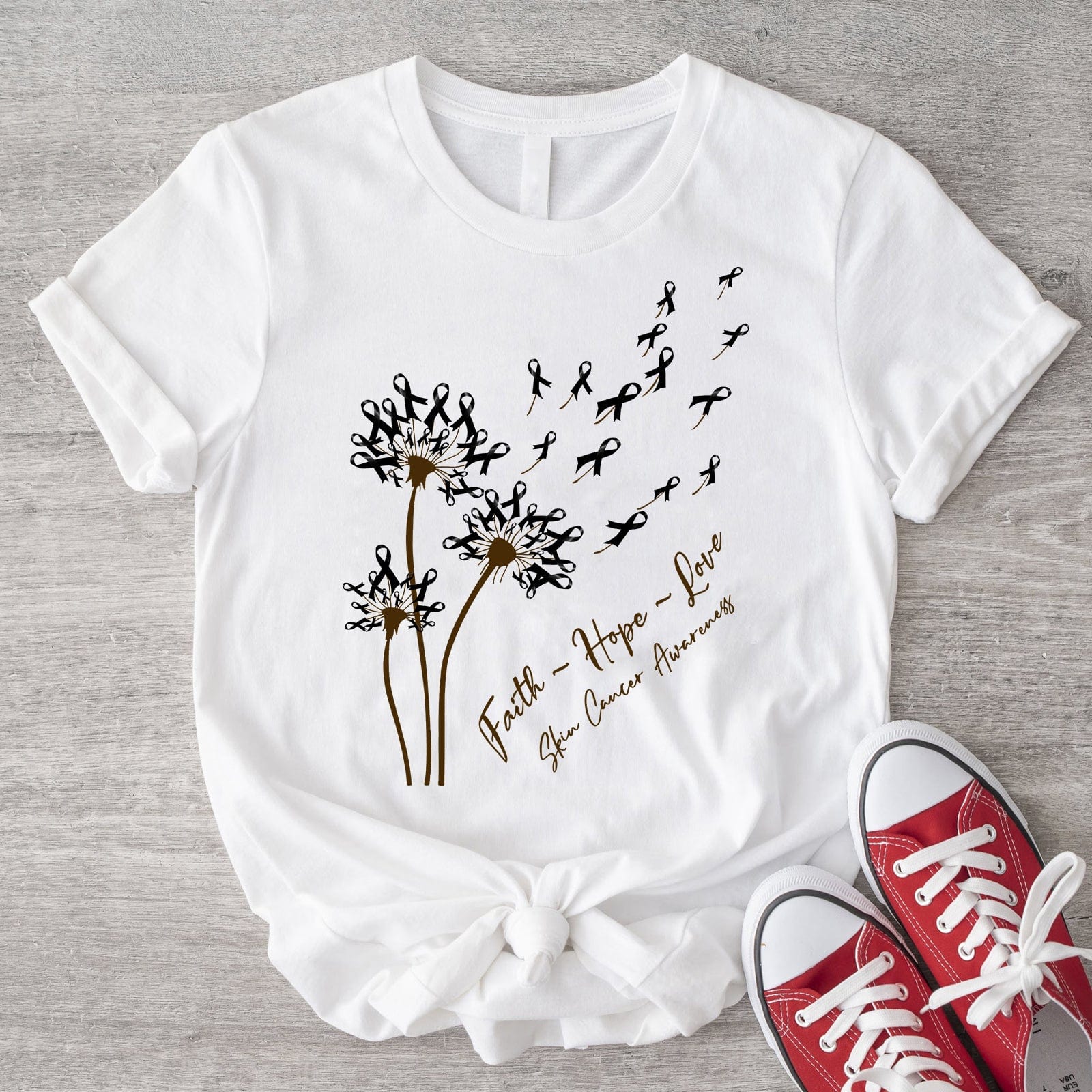 Dandelion Faith Hope Love Melanoma Skin Cancer Awareness Shirt