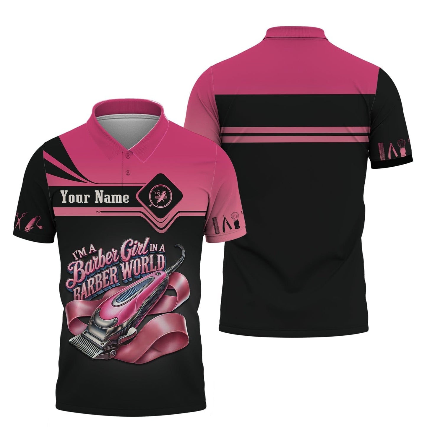 3D Full Print I'm Barber Girl In A Barber World T-Shirts Personalized Name Gift For Barber Lovers, All Over Printed
