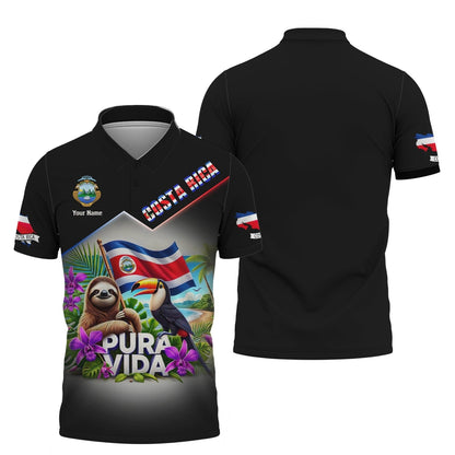 Pura Vida 3D Shirt Customizable With Name Featuring Sloth And Toucan, All Over Printed