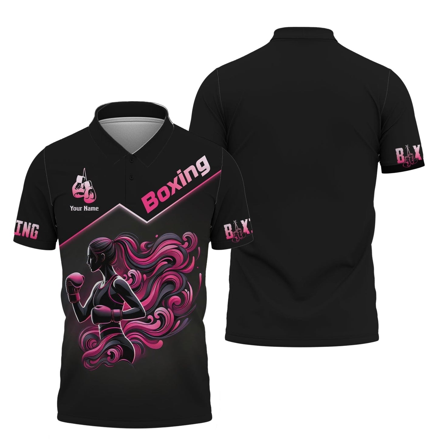 3D Full Print Boxing Girl Fight T-Shirts Personalized Name Gift For Boxing Lovers, All Over Printed