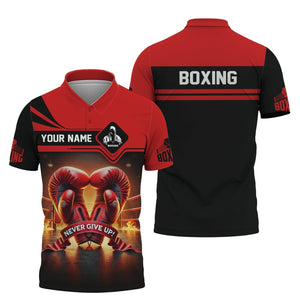 Boxing Custom Name Never Give Up 3D Shirt Personalized Gift For Boxer Lovers, All Over Printed