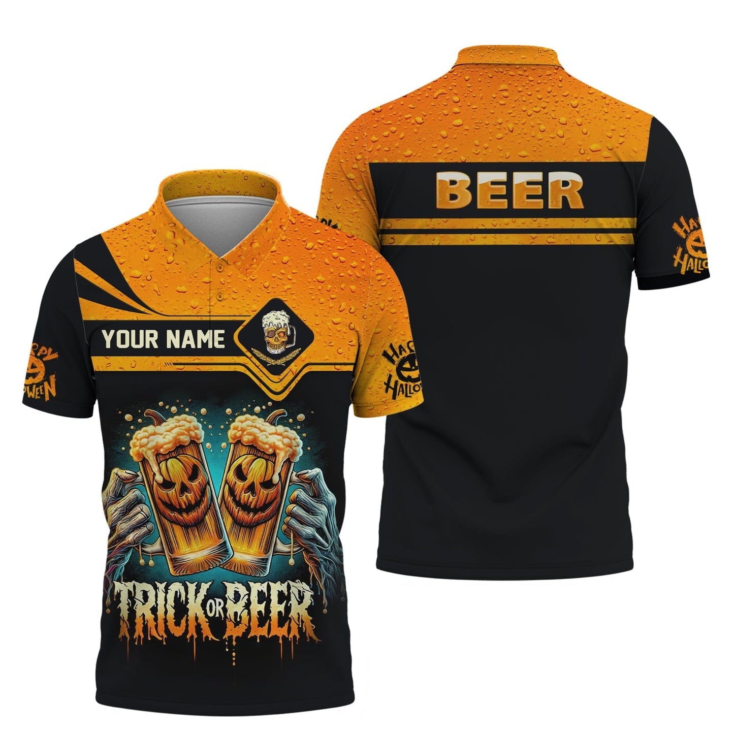 Trick Or Beer Custom T-Shirts Happy Halloween 3D Shirt Gift For Beer Lovers, All Over Printed