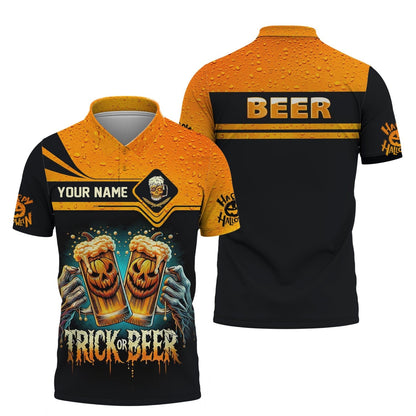 Trick Or Beer Custom T-Shirts Happy Halloween 3D Shirt Gift For Beer Lovers, All Over Printed