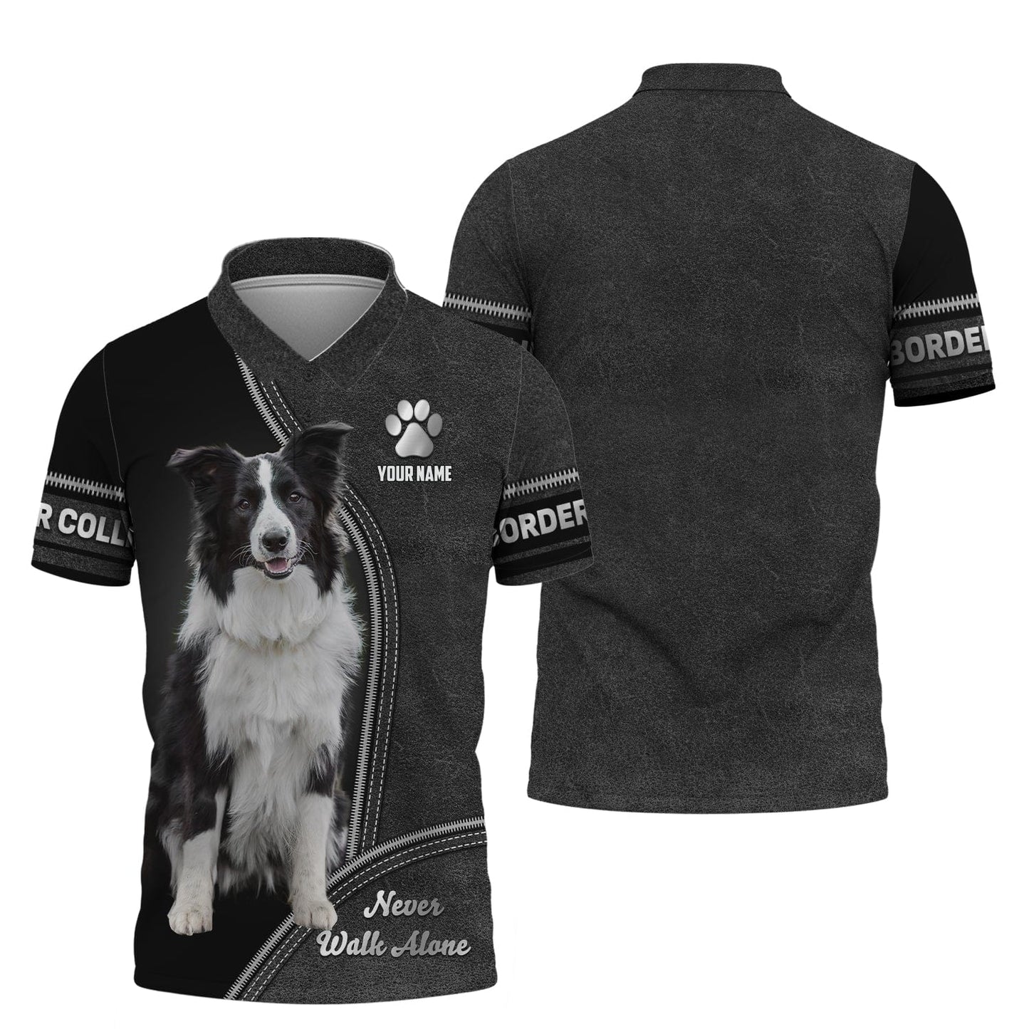 Border Collie Never Walk Alone Custom T-Shirts Border Collie 3D Shirt Gift For Dog Lover, All Over Printed