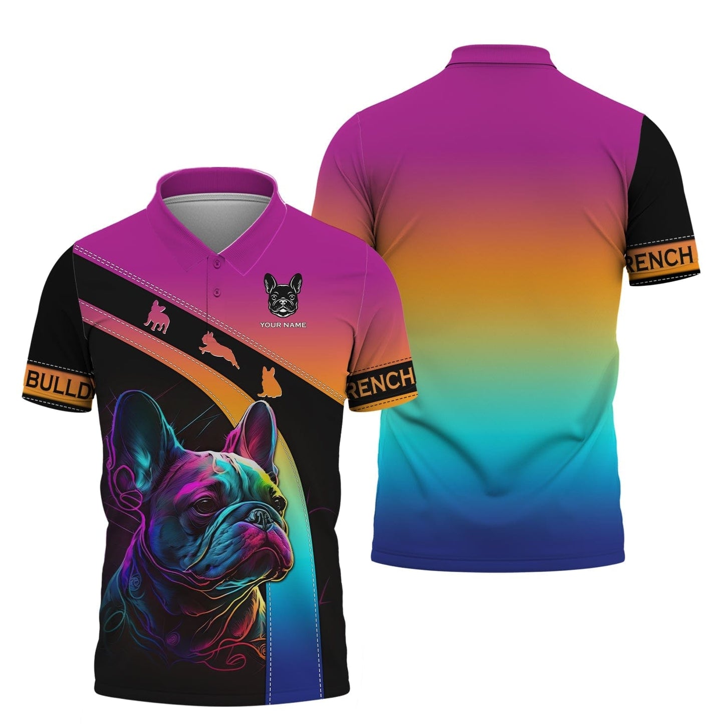 3D Full Print Vibrant French Bulldog T-Shirt Personalized Name Gift For Dog Lovers, All Over Printed
