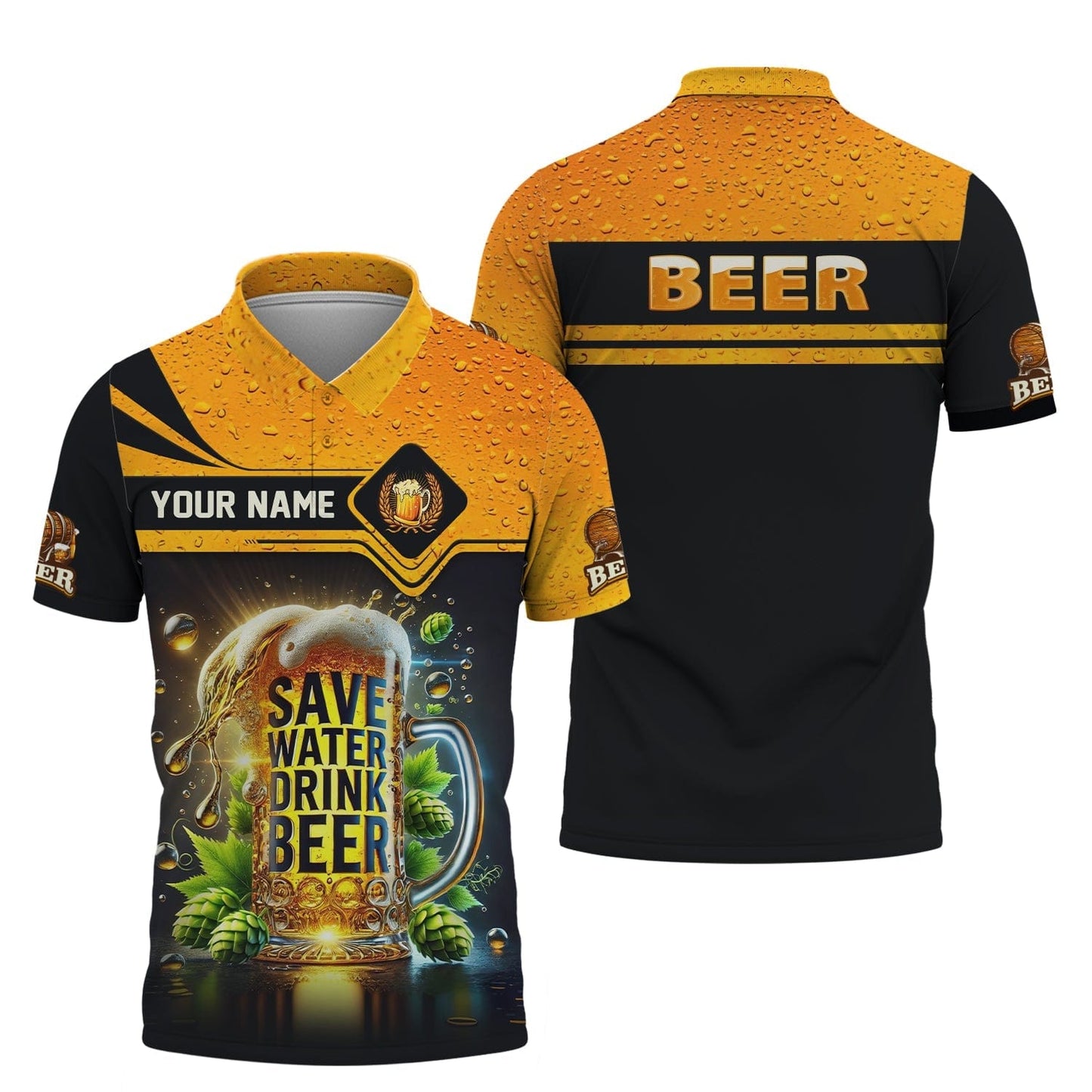 Save Water Drink Beer Personalized Name Shirt Custom Gift For Beer Lovers, All Over Printed