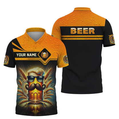 Cool Beer With Beard Shirt Personalized Name 3D Shirt Gift For Beer Lovers, All Over Printed