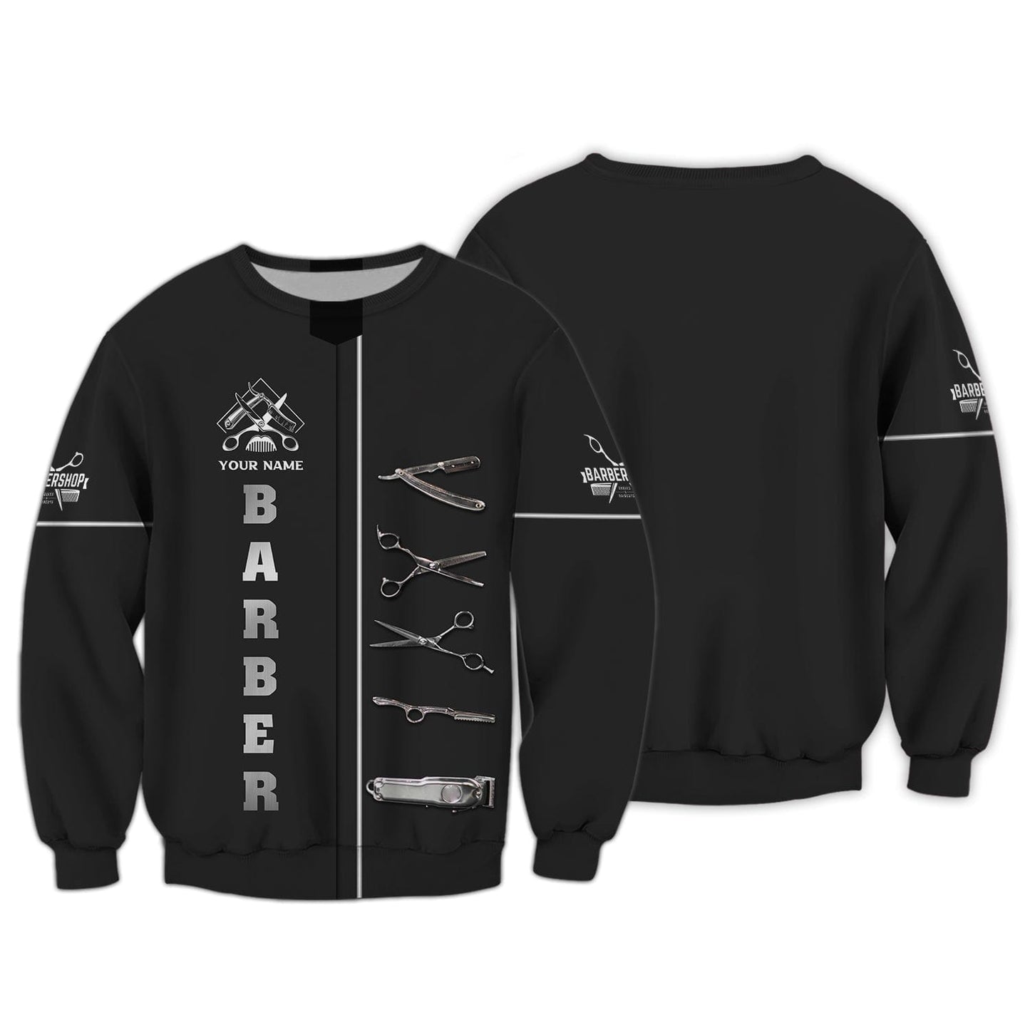 Barber Tools Shirt Personalized Name Gift For Barber Lovers, All Over Printed
