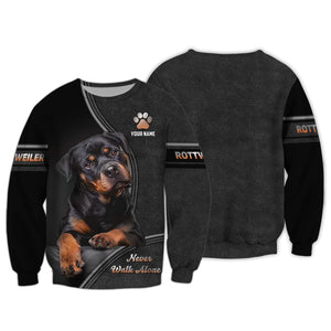 Rottweiler Custom Name Shirt Never Walk Alone Gift For Dog Lover, All Over Printed