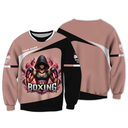 Boxing Woman Custom Name 3D Shirt Personalized Gift For Boxer Lovers, All Over Printed