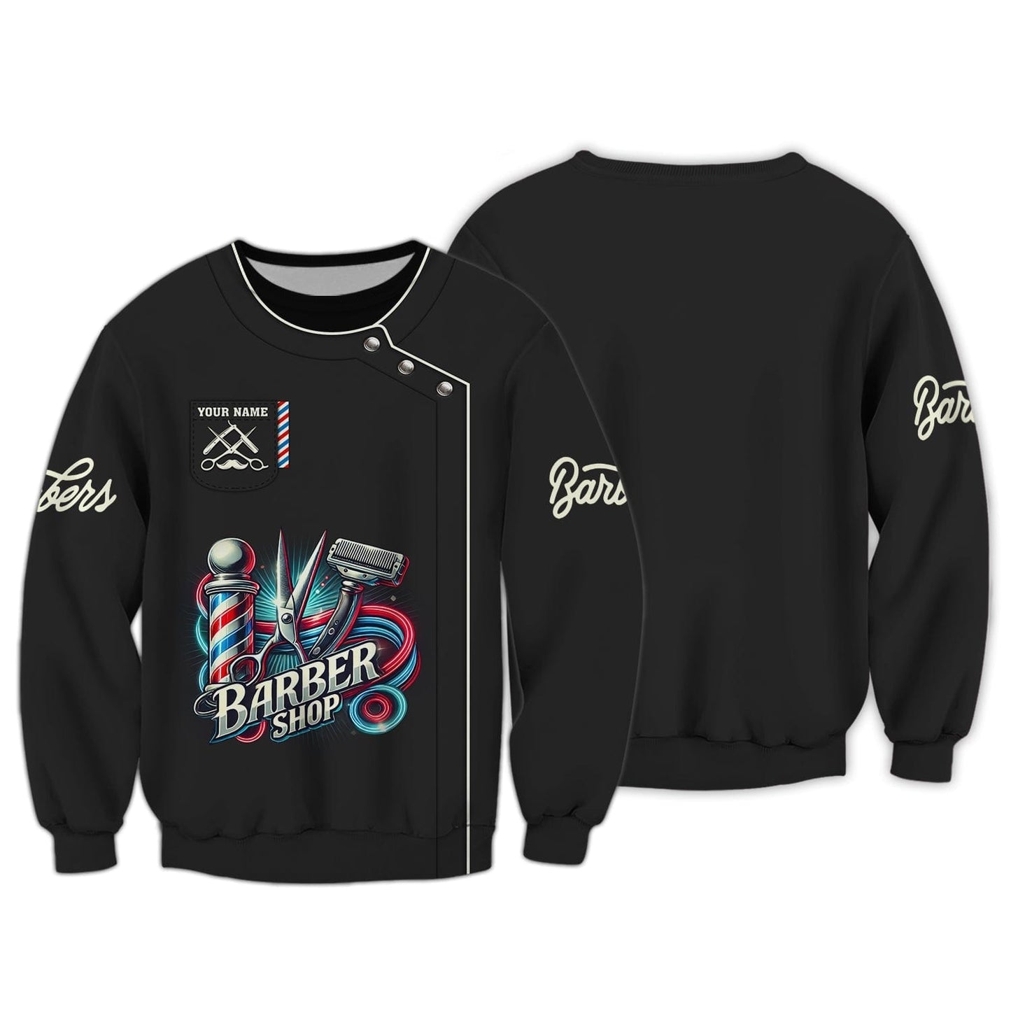 Colorful Barber Tools Custom Name 3D T-Shirts Barber Shop Shirt Gift For Barber Lovers, All Over Printed