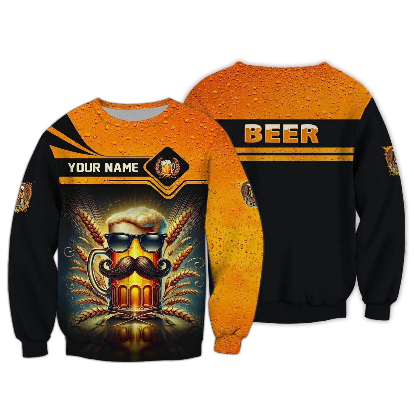 Cool Beer With Beard Shirt Personalized Name 3D Shirt Gift For Beer Lovers, All Over Printed