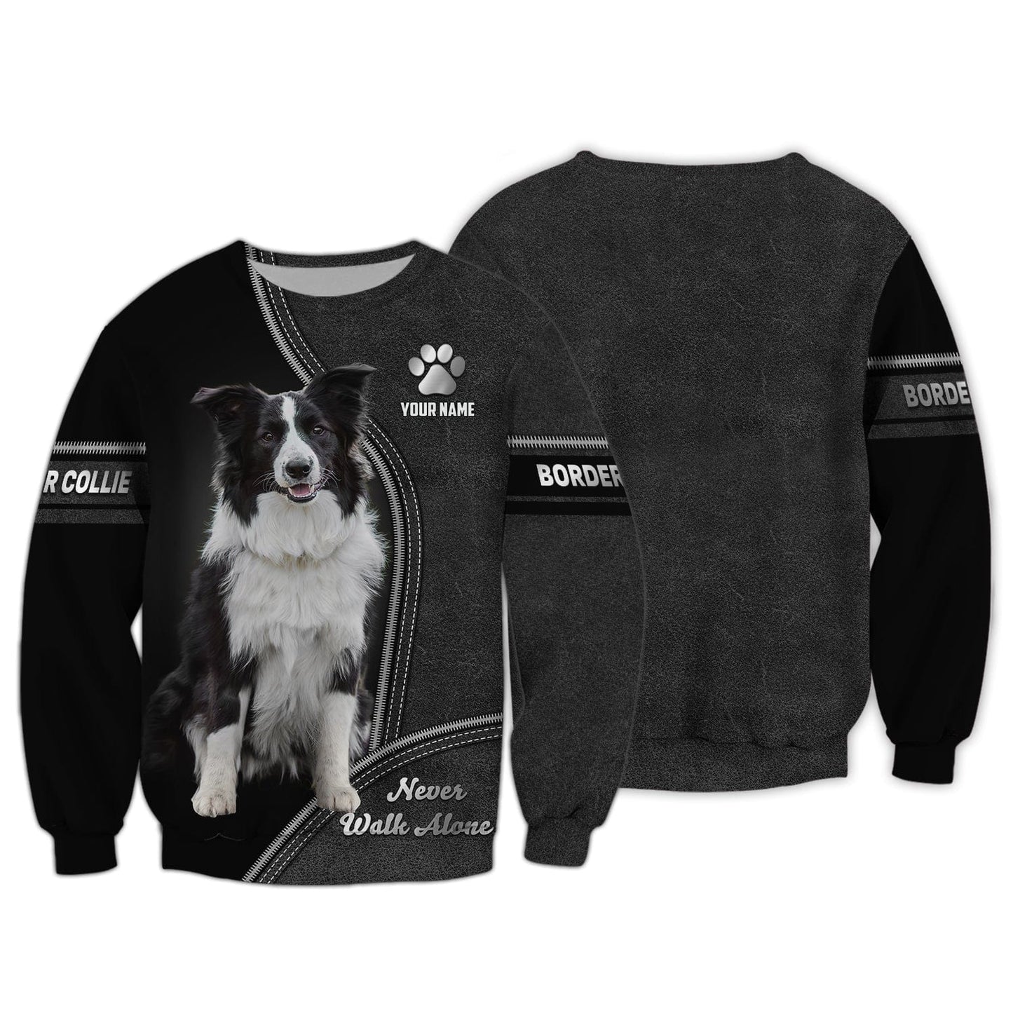 Border Collie Never Walk Alone Custom T-Shirts Border Collie 3D Shirt Gift For Dog Lover, All Over Printed