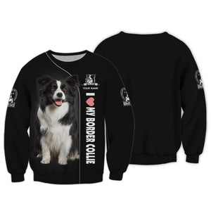 Border Collie Custom Name Zipper Hoodie Gif For Dog Lover 3D Shirts, All Over Printed