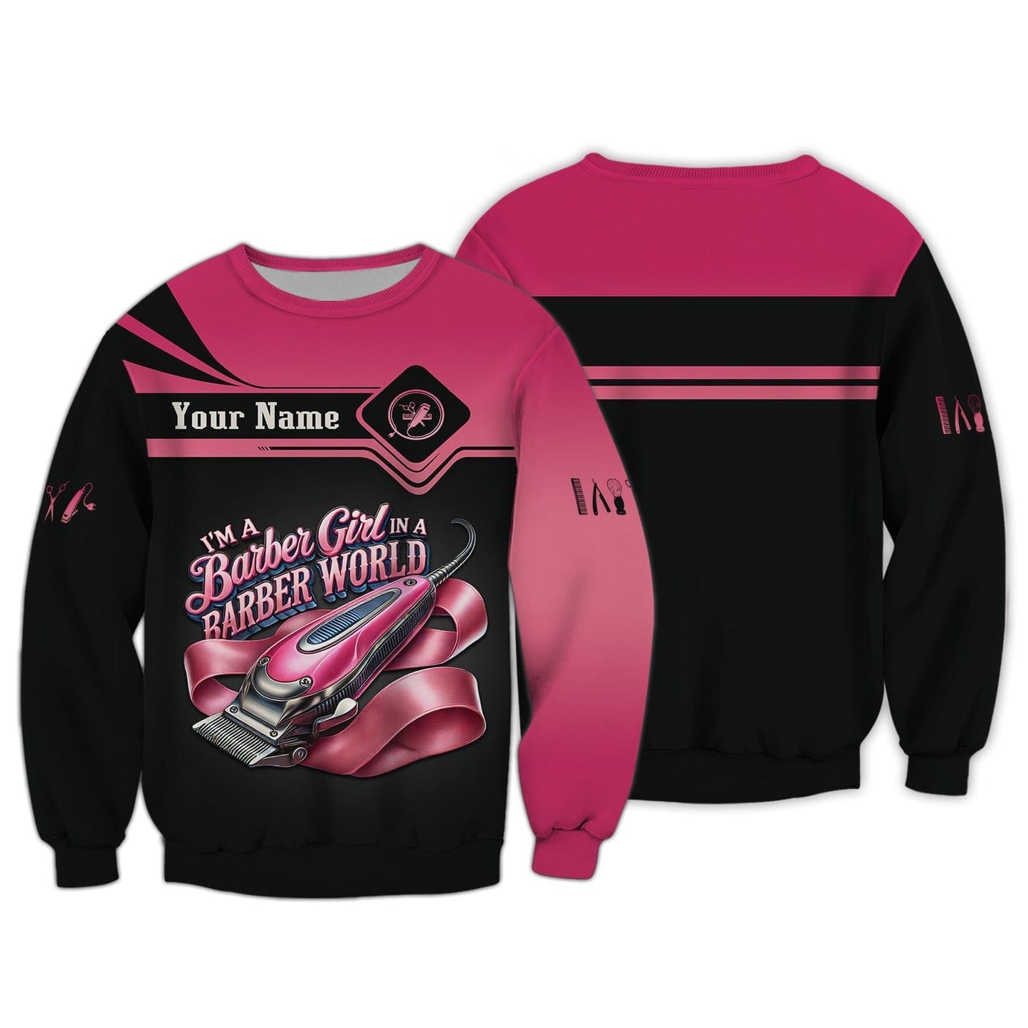 3D Full Print I'm Barber Girl In A Barber World T-Shirts Personalized Name Gift For Barber Lovers, All Over Printed