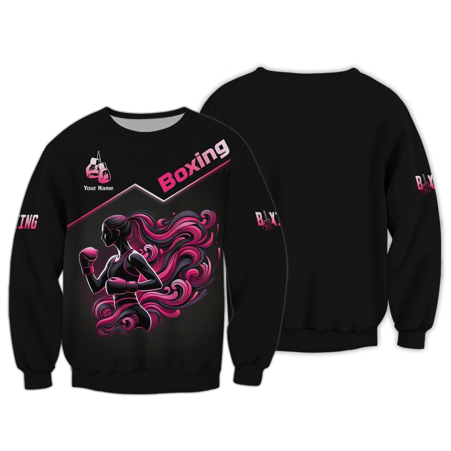 3D Full Print Boxing Girl Fight T-Shirts Personalized Name Gift For Boxing Lovers, All Over Printed