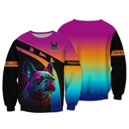 3D Full Print Vibrant French Bulldog T-Shirt Personalized Name Gift For Dog Lovers, All Over Printed