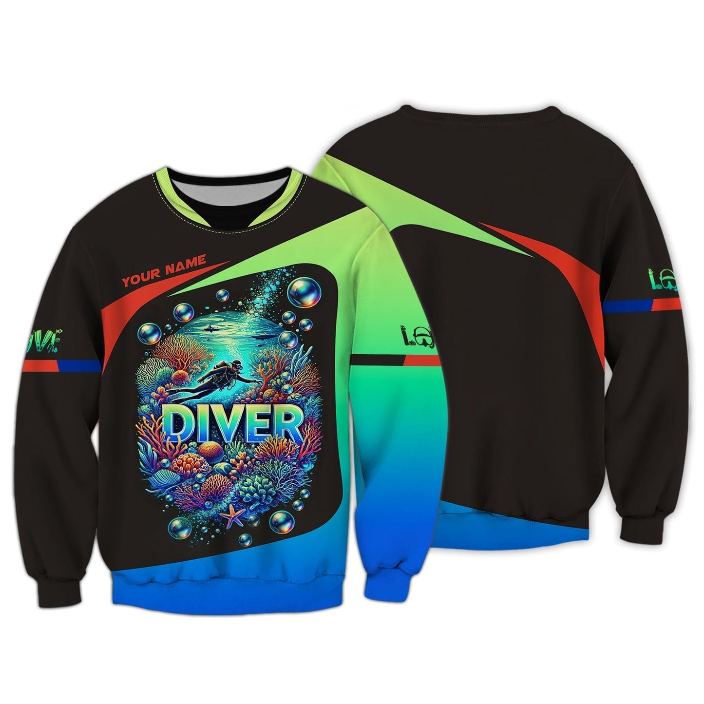 Scuba Diving Custom Name 3D Shirt Diving Into The Ocean Personalized Gift For Diver Lovers, All Over Printed