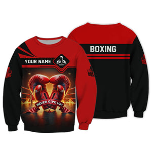 Boxing Custom Name Never Give Up 3D Shirt Personalized Gift For Boxer Lovers, All Over Printed