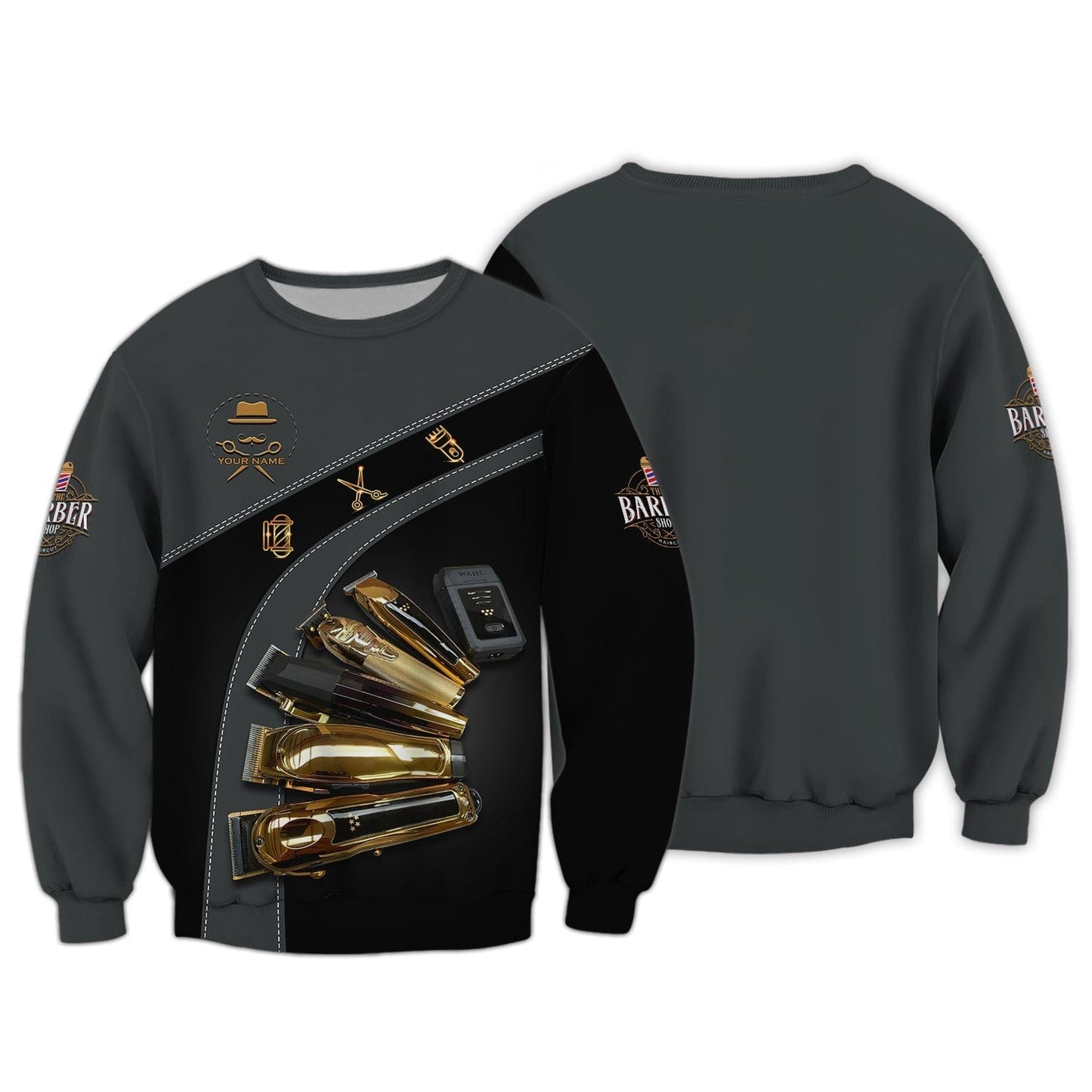 Barber Tools Personalized Name 3D Zipper Hoodie Custom Name Gift For Barbers, All Over Printed