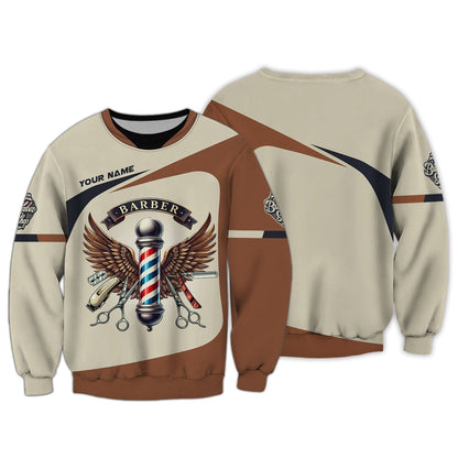 3D Full Print Barber Tools T-Shirts Personalized Name Gift For Barber Lovers, All Over Printed