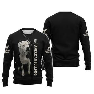 3D Full Print American Bulldog Zipper Hoodie Personalized Name Gift For Dog Lovers, All Over Printed