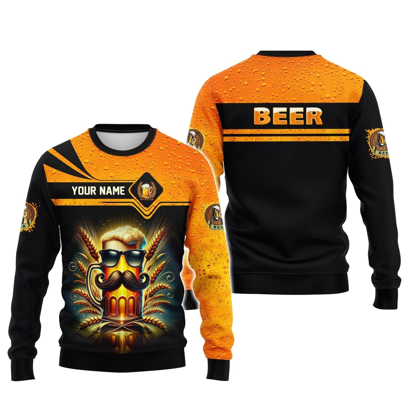 Cool Beer With Beard Shirt Personalized Name 3D Shirt Gift For Beer Lovers, All Over Printed