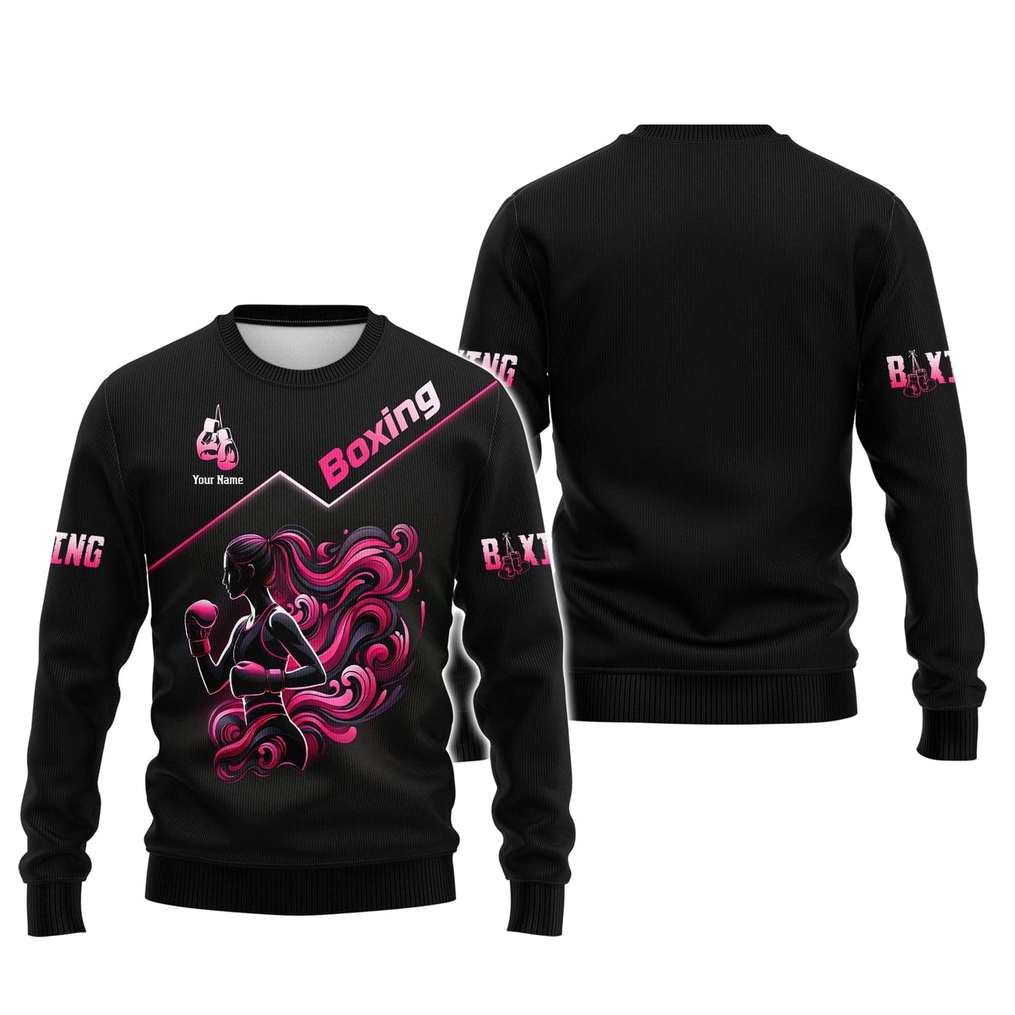3D Full Print Boxing Girl Fight T-Shirts Personalized Name Gift For Boxing Lovers, All Over Printed