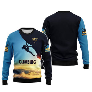 Climbing With Sunset Custom T-Shirts Gift For Climbing Lovers 3D Shirt