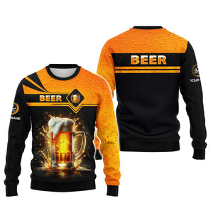 Beer Cup Unisex Zipper Hoodie Personalized Name Shirt For Beer Lovers, All Over Printed