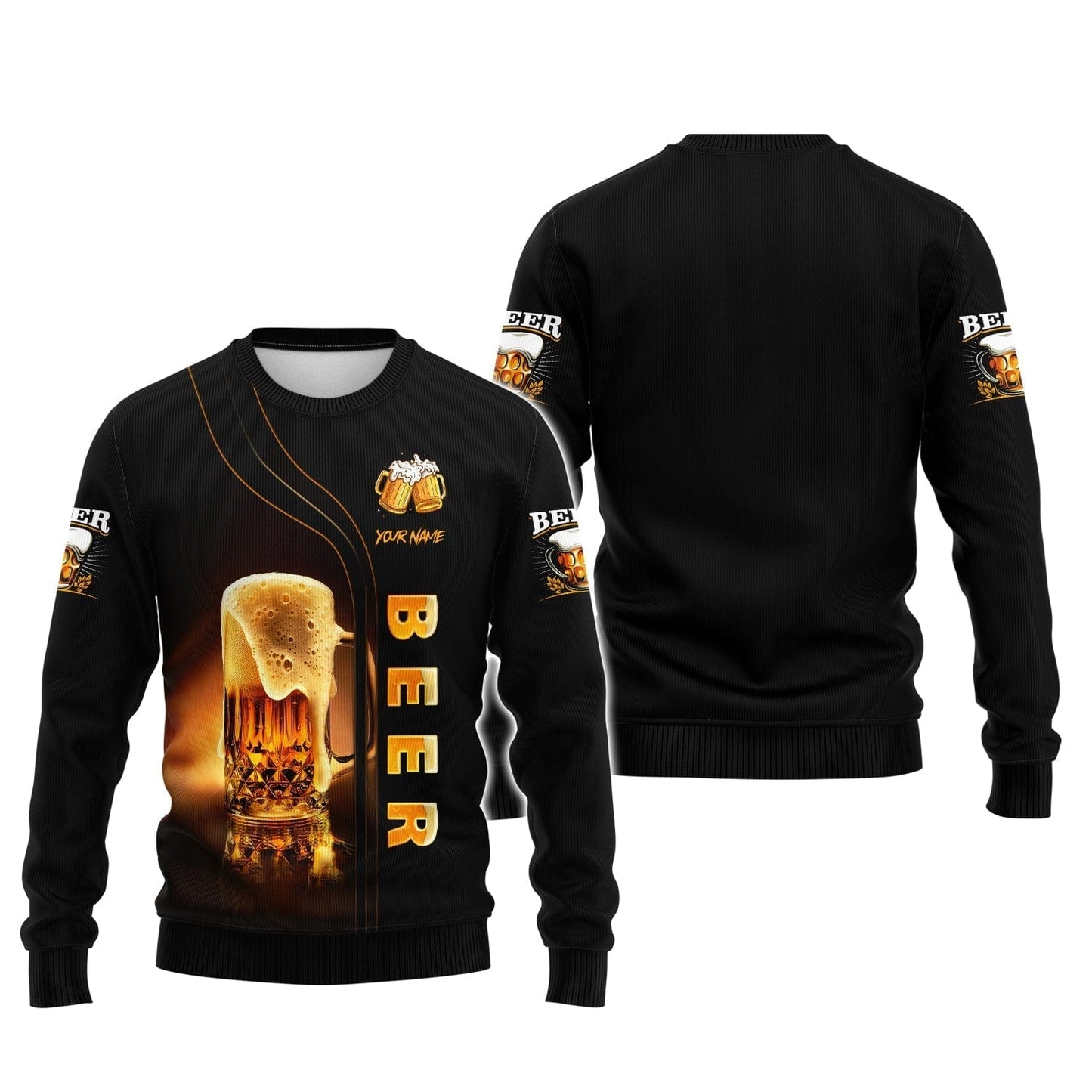 Love Beer 3D Custom Name Zipper Hoodie Personalized Gift For Beer Lovers, All Over Printed