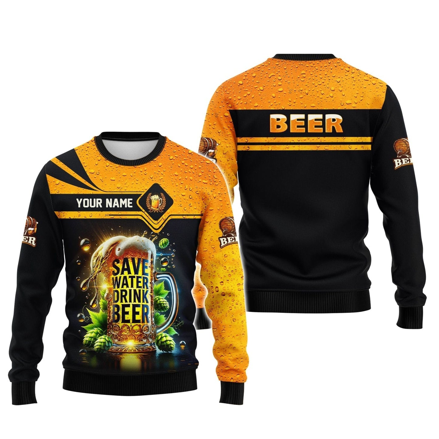 Save Water Drink Beer Personalized Name Shirt Custom Gift For Beer Lovers, All Over Printed