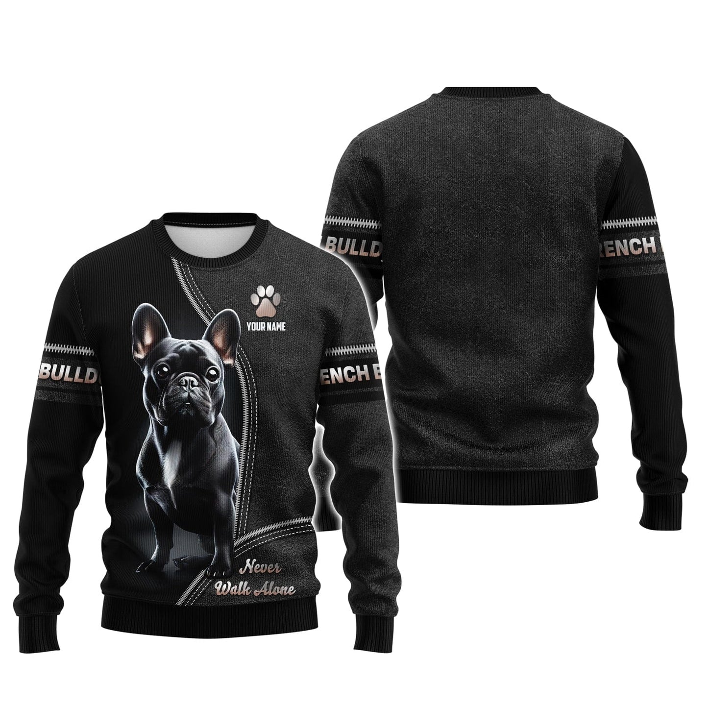 3D Full Print French Bulldog Zipper Hoodie Personalized Name Gift For Dog Lovers, All Over Printed