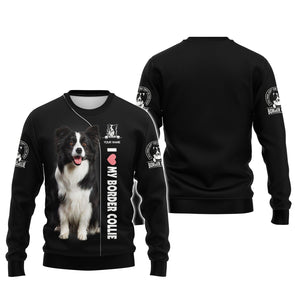 Border Collie Custom Name Zipper Hoodie Gif For Dog Lover 3D Shirts, All Over Printed