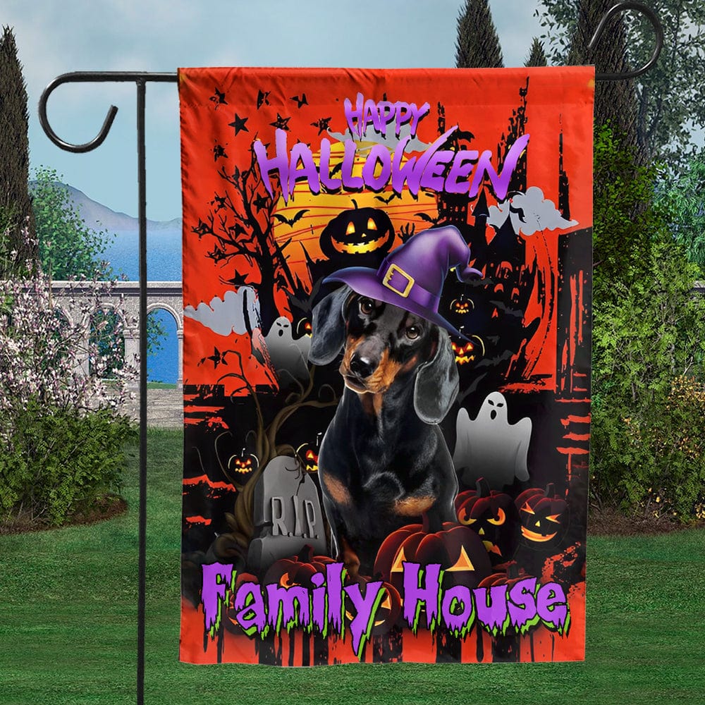 Dachshund House & Garden Flag, Happy Halloween, Welcome To My House