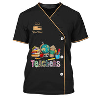 Personalized Teacher All Over Print Shirt -  With A Black Backdrop And Vivid Teacher Motifs