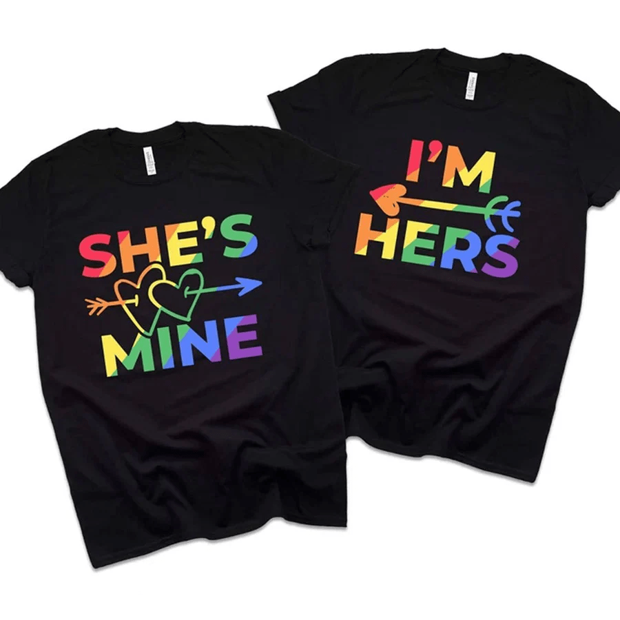 Camisetas LGBT para parejas "Soy suya", "ella es mía"