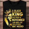 A Black King Was Born In November, Personalized Birthday Shirts
