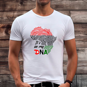 Está en mi ADN Camiseta nativa de África, camisetas africanas con huellas dactilares, mapa de África, historia negra