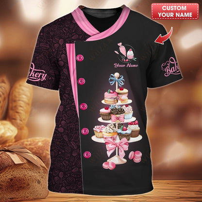 Personalized Baker Shirt - Cupcake and Confectionery Stack Illustration