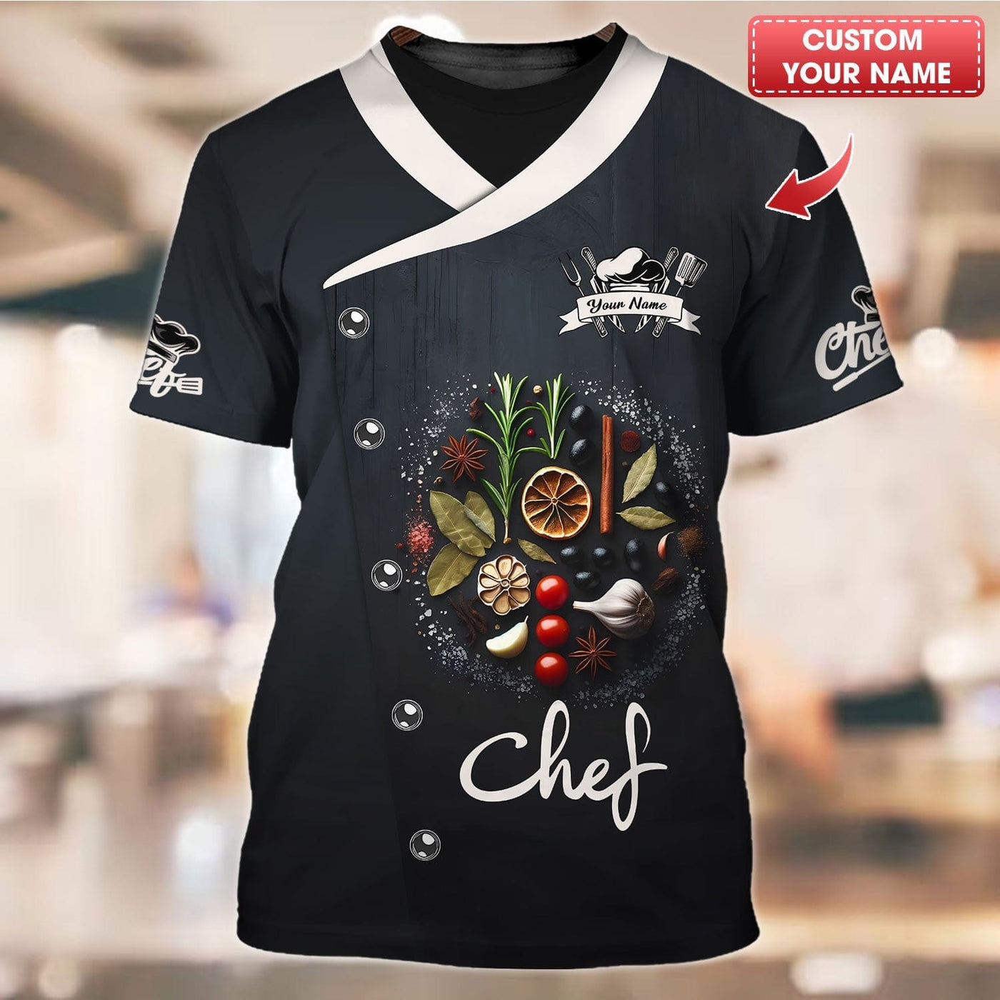 Personalized Chef Shirt - Refined Spice and Herb Layout for Culinary Experts