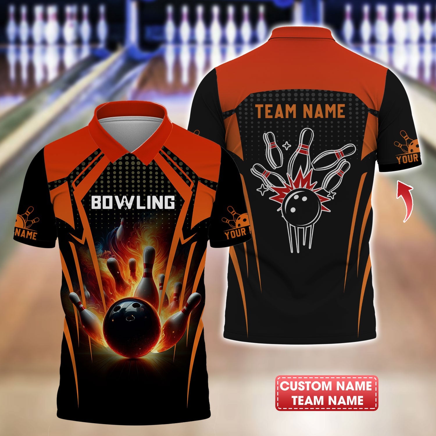 Personalized Bowling Team Shirt - Ignite Your Game, All Over Printed