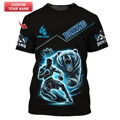 Boxer With Bear Custom Name 3D Shirt Personalized Gift For Boxing Lovers, All Over Printed
