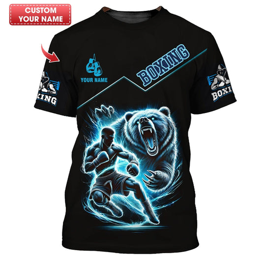 Boxer With Bear Custom Name 3D Shirt Personalized Gift For Boxing Lovers, All Over Printed