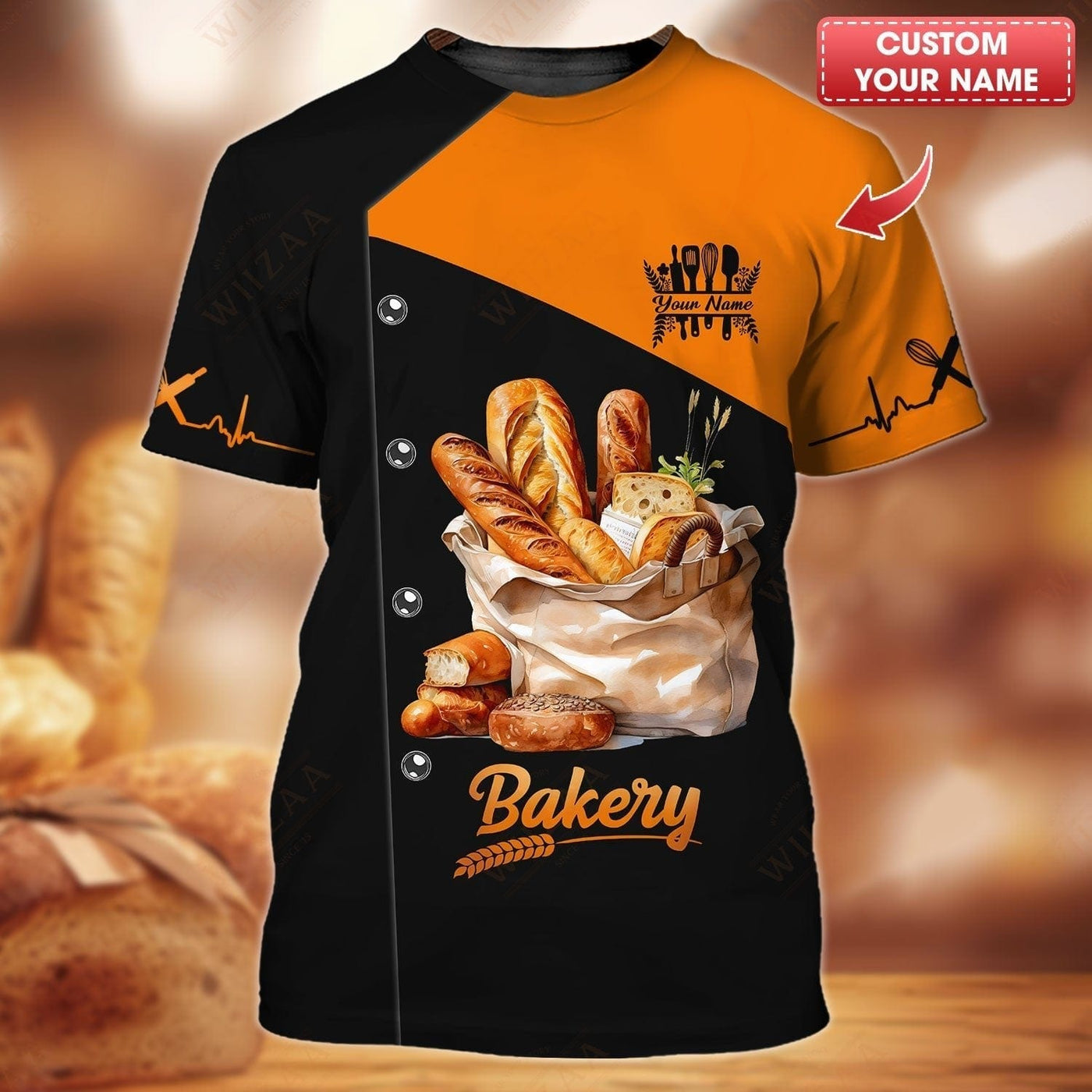 Personalized Baker Shirt - Diverse Bread Selection with Striking Contrast